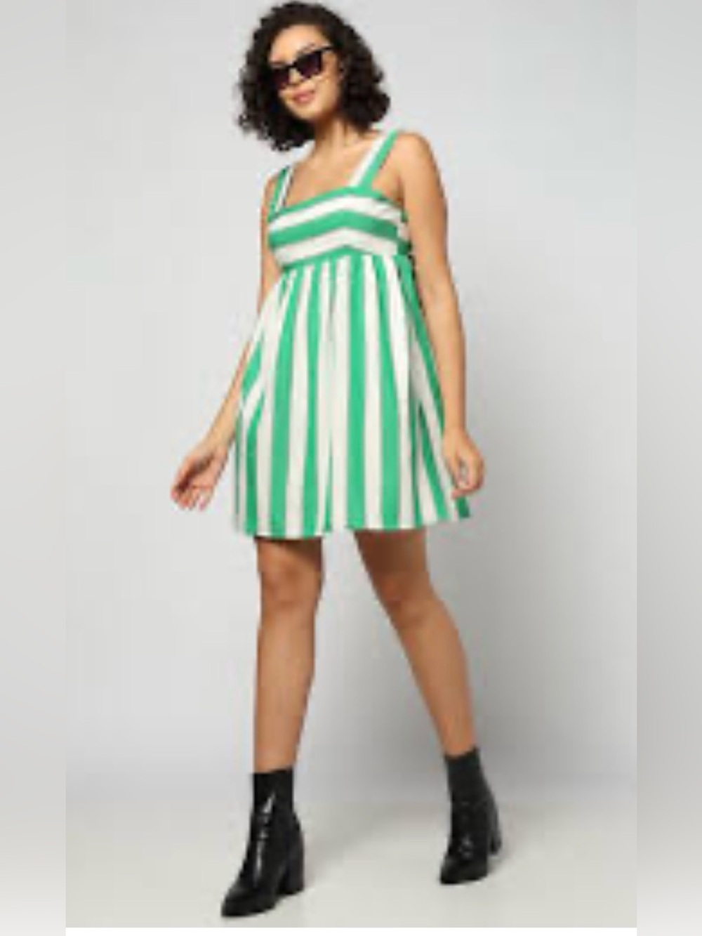Gap green white striped poplin tie-back feminine coquette bow detail dress NWT S - Picture 3 of 11